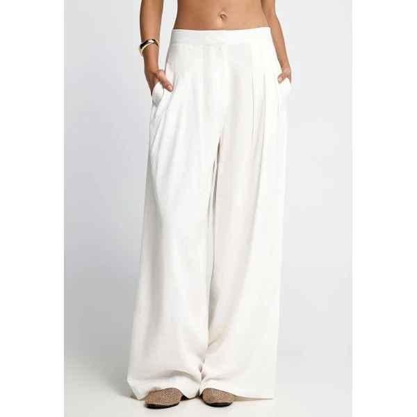 Funky Buddha Linen Blend Παντελόνα Γυναικεία (FBL013-124-02-OFF-WHITE)