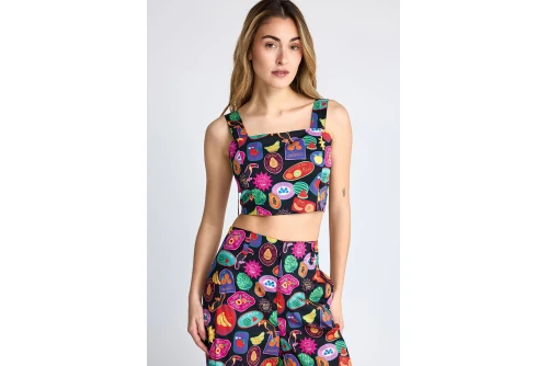 Funky Buddha All Over Printed Crop Top Αμάνικο Γυναικείο (FBL013-124-17-MULTI)