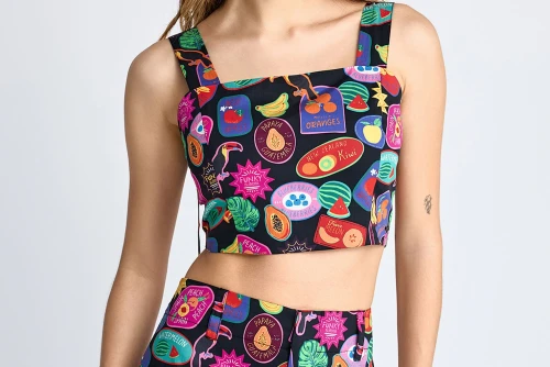 Funky Buddha All Over Printed Crop Top Αμάνικο Γυναικείο (FBL013-124-17-MULTI)