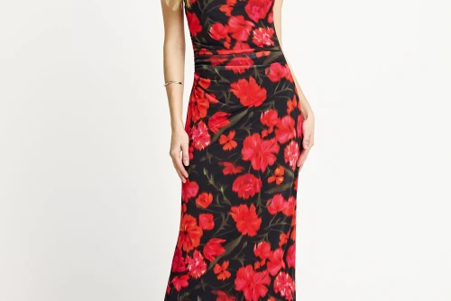 Funky Buddha Φόρεμα Midi Γυναικείο (FBL013-125-13-BLACK)