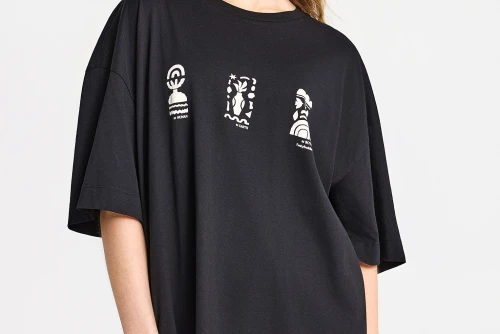 Funky Buddha Relaxed Fit With Print T-Shirt Γυναικείο (FBL013-126-04-BLACK)