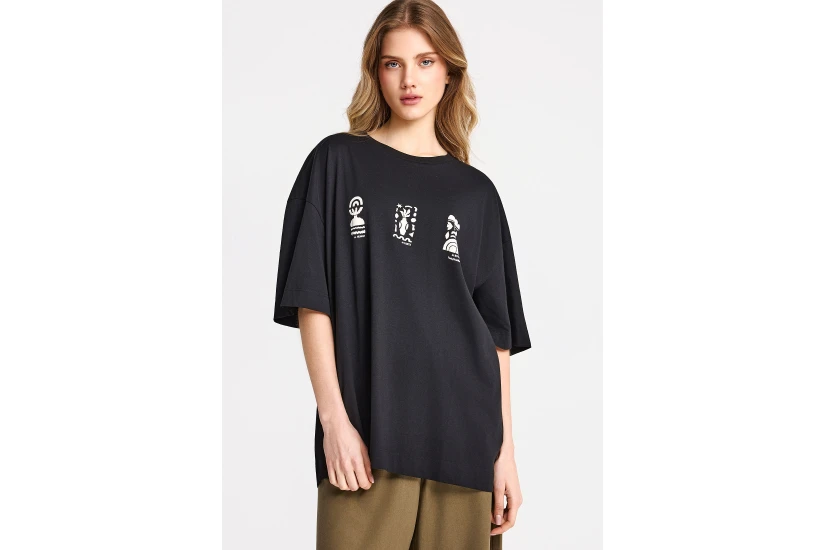 Funky Buddha Γυναικείο Κοντομάνικο T-Shirt Μαύρο
