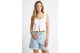Funky Buddha Embroidery Γυναικείο Αμάνικο Crop Top Λευκό