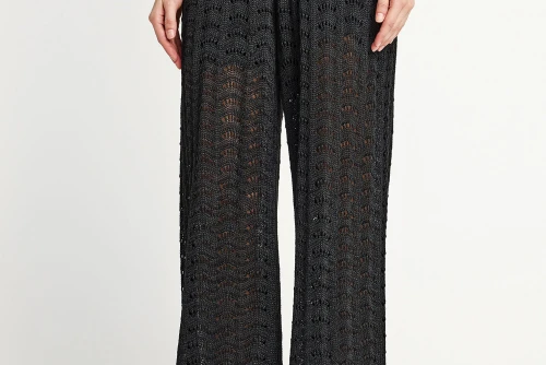 Funky Buddha Knitted Jacquard Παντελόνα Γυναικεία (FBL013-128-02-BLACK)