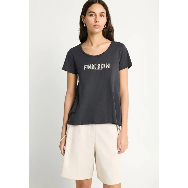 Funky Buddha Organic Cotton Printed T-Shirt Γυναικείο (FBL013-128-04-ANTHRACITE)