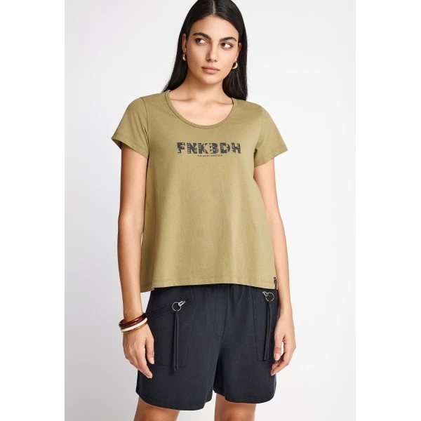 Funky Buddha Organic Cotton Printed T-Shirt Γυναικείο (FBL013-128-04-GREEN-MOSS)