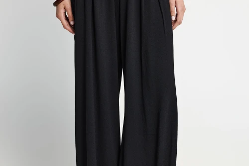 Funky Buddha Wide Leg Παντελόνα Γυναικεία (FBL013-129-02-BLACK)