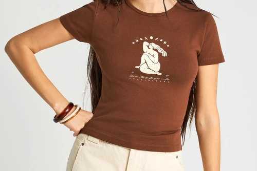 Funky Buddha Graphic Print T-Shirt Γυναικείο (FBL013-129-04-COCONUT-SHELL)