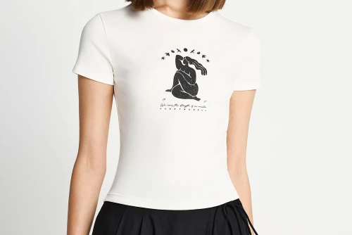 Funky Buddha Graphic Print T-Shirt Γυναικείο (FBL013-129-04-OFF-WHITE)
