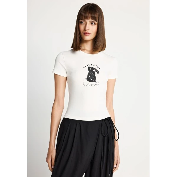 Funky Buddha Graphic Print T-Shirt Γυναικείο (FBL013-129-04-OFF-WHITE)