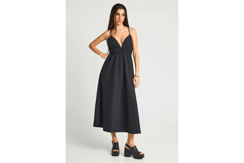 Funky Buddha Γυναικείο Φόρεμα Maxi Μαύρο