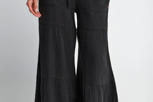 Funky Buddha Wide Leg Παντελόνα Γυναικεία (FBL013-130-02-BLACK)