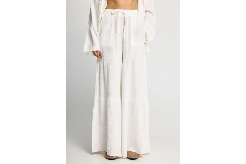 Funky Buddha Wide Leg Παντελόνα Γυναικεία (FBL013-130-02-OFF-WHITE)