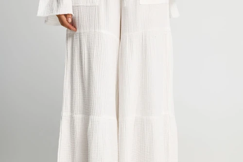Funky Buddha Wide Leg Παντελόνα Γυναικεία (FBL013-130-02-OFF-WHITE)