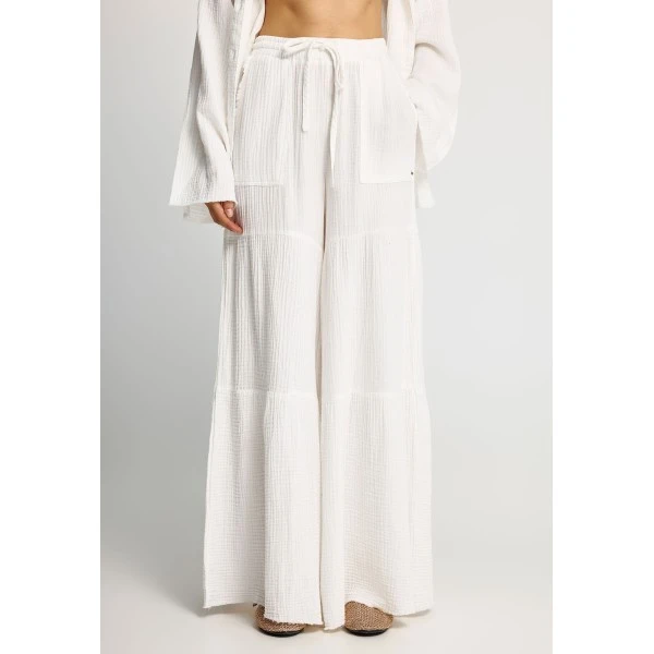 Funky Buddha Wide Leg Παντελόνα Γυναικεία (FBL013-130-02-OFF-WHITE)