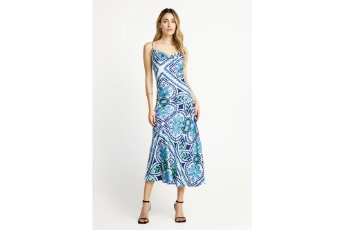 Funky Buddha Ethnic Φόρεμα Midi Γυναικείο (FBL013-131-13-TWILIGHT-BLUE)