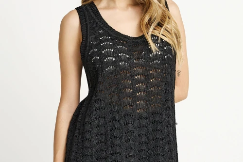 Funky Buddha Loose Knit  Μπλούζα Αμάνικη Γυναικεία (FBL013-131-17-BLACK)
