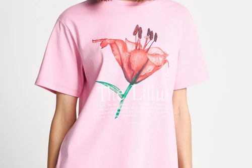 Funky Buddha Printed Cotton Loose T-Shirt Γυναικείο (FBL013-133-04-CANDY-PINK)