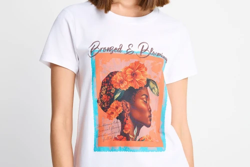 Funky Buddha Printed Cotton T-Shirt Γυναικείο (FBL013-134-04-WHITE)