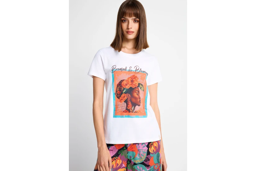 Funky Buddha Γυναικείο Κοντομάνικο T-Shirt Λευκό