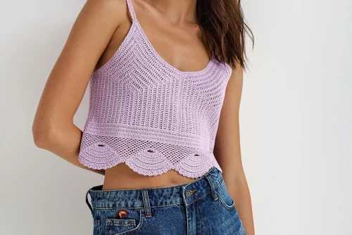 Funky Buddha Crochet Crop Top Αμάνικο Γυναικείο (FBL013-134-17-LILAC)