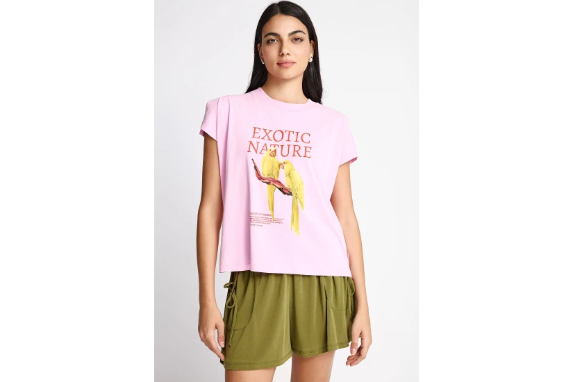 Funky Buddha Γυναικείο Κοντομάνικο T-Shirt Ροζ