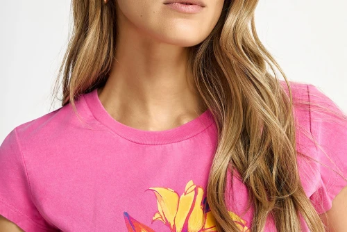 Funky Buddha Print Slim T-Shirt Γυναικείο (FBL013-136-04-FUCHSIA)