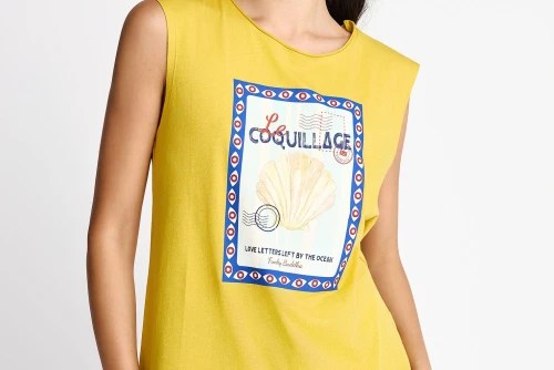 Funky Buddha Print Μπλούζα Αμάνικη Γυναικεία (FBL013-140-04-LEMONGRASS)