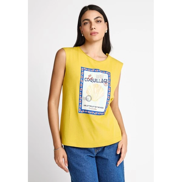 Funky Buddha Print Μπλούζα Αμάνικη Γυναικεία (FBL013-140-04-LEMONGRASS)
