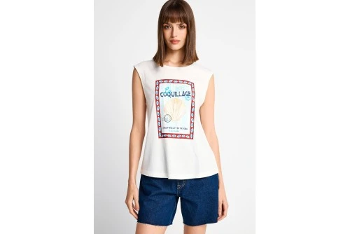 Funky Buddha Print Μπλούζα Αμάνικη Γυναικεία (FBL013-140-04-OFF-WHITE)