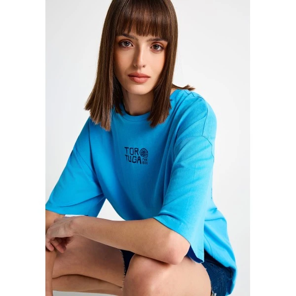 Funky Buddha Print On The Back T-Shirt Γυναικείο (FBL013-141-04-AZURE-BLUE)