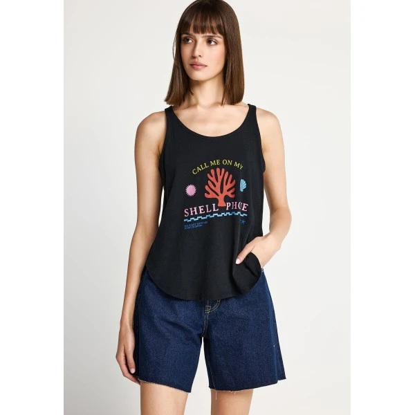 Funky Buddha Printed Μπλούζα Αμάνικη Γυναικεία (FBL013-145-04-BLACK)