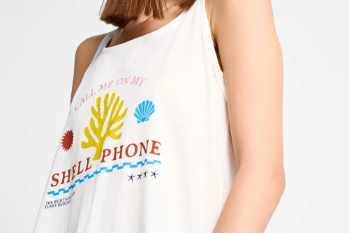 Funky Buddha Printed Μπλούζα Αμάνικη Γυναικεία (FBL013-145-04-OFF-WHITE)