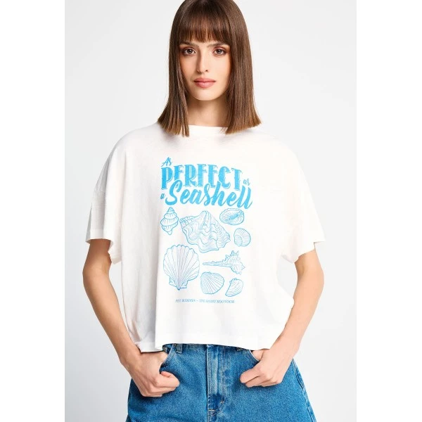 Funky Buddha Print T-Shirt Γυναικείο (FBL013-149-04-OFF-WHITE)