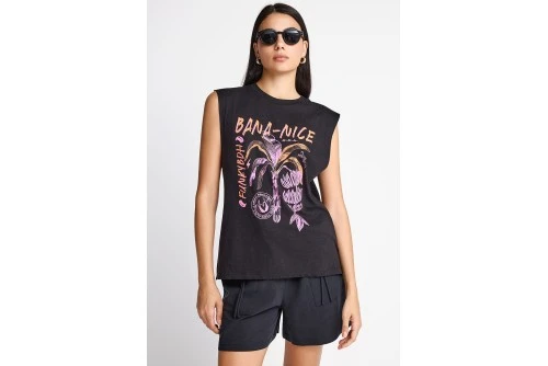 Funky Buddha Print Μπλούζα Αμάνικη Γυναικεία (FBL013-153-04-BLACK)
