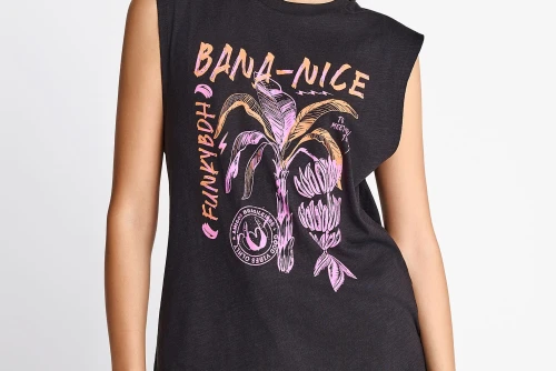 Funky Buddha Print Μπλούζα Αμάνικη Γυναικεία (FBL013-153-04-BLACK)