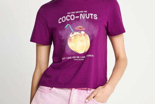 Funky Buddha Print T-Shirt Γυναικείο (FBL013-155-04-GRAPE-JUICE)