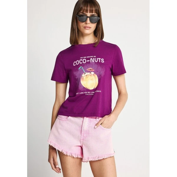 Funky Buddha Print T-Shirt Γυναικείο (FBL013-155-04-GRAPE-JUICE)