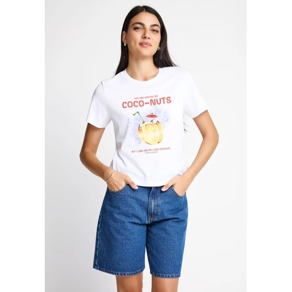 Funky Buddha Print T-Shirt Γυναικείο (FBL013-155-04-WHITE)
