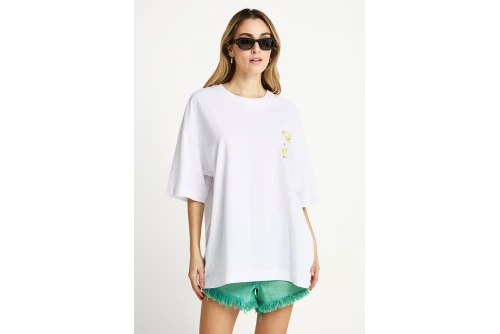 Funky Buddha Print On The Back T-Shirt Γυναικείο (FBL013-156-04-WHITE)