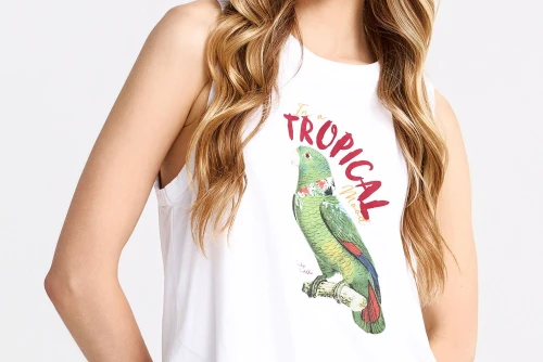 Funky Buddha Print Μπλούζα Αμάνικη Γυναικεία (FBL013-157-04-WHITE)