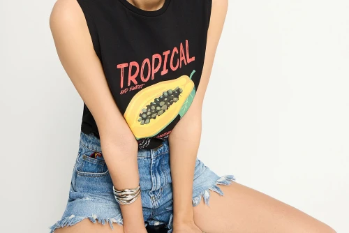 Funky Buddha Print Μπλούζα Αμάνικη Γυναικεία (FBL013-158-04-BLACK)