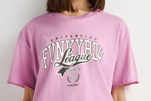 Funky Buddha Printed Cropped T-Shirt Γυναικείο (FBL013-159-04-PINK-MIST)