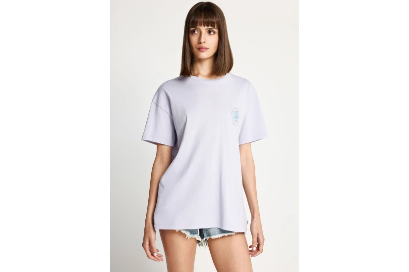 Funky Buddha Γυναικείο Κοντομάνικο T-Shirt Λιλά