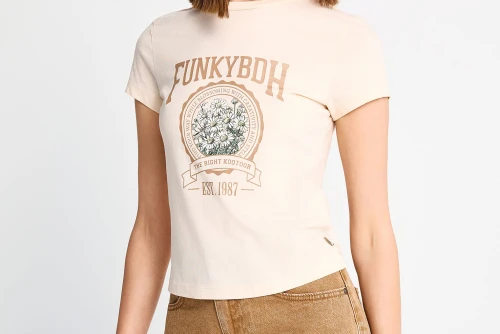 Funky Buddha Print T-Shirt Γυναικείο (FBL013-163-04-WHITE-SWAN)
