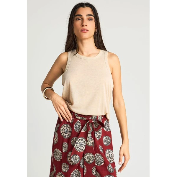 Funky Buddha Μπλούζα Αμάνικη Γυναικεία (FBL013-166-04-WARM-SAND)