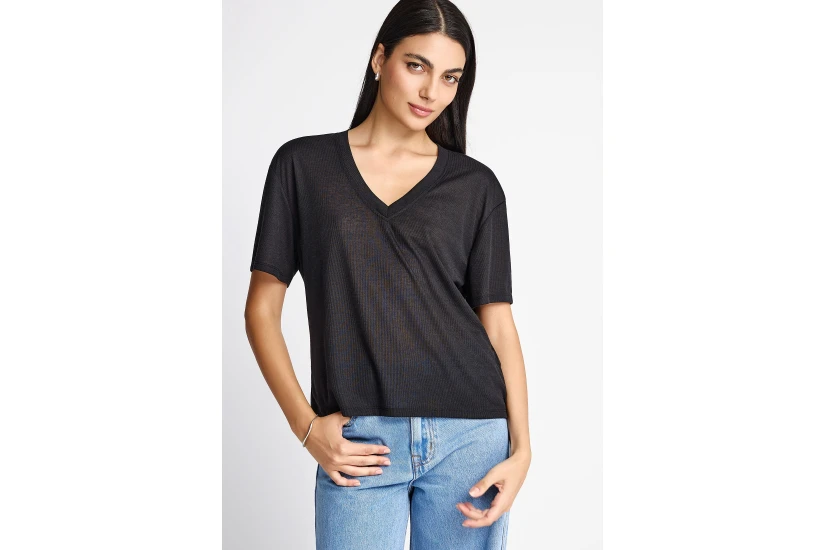 Funky Buddha Γυναικείο Κοντομάνικο T-Shirt Μαύρο
