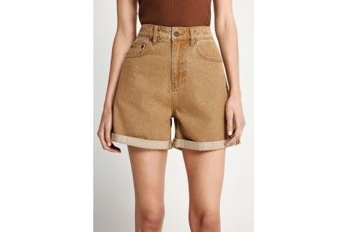 Funky Buddha Turn-Up Hem Σορτς Τζιν Γυναικείο (FBL013-168-03-BROWN-SUGAR)