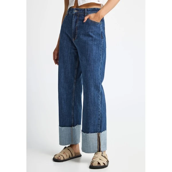 Funky Buddha Turn-Up Παντελόνι Τζιν Γυναικείο (FBL013-172-02-MD-BLUE)