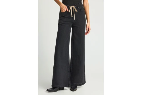 Funky Buddha Wide Leg Παντελόνι Τζιν Γυναικείο (FBL013-173-02-BLACK)
